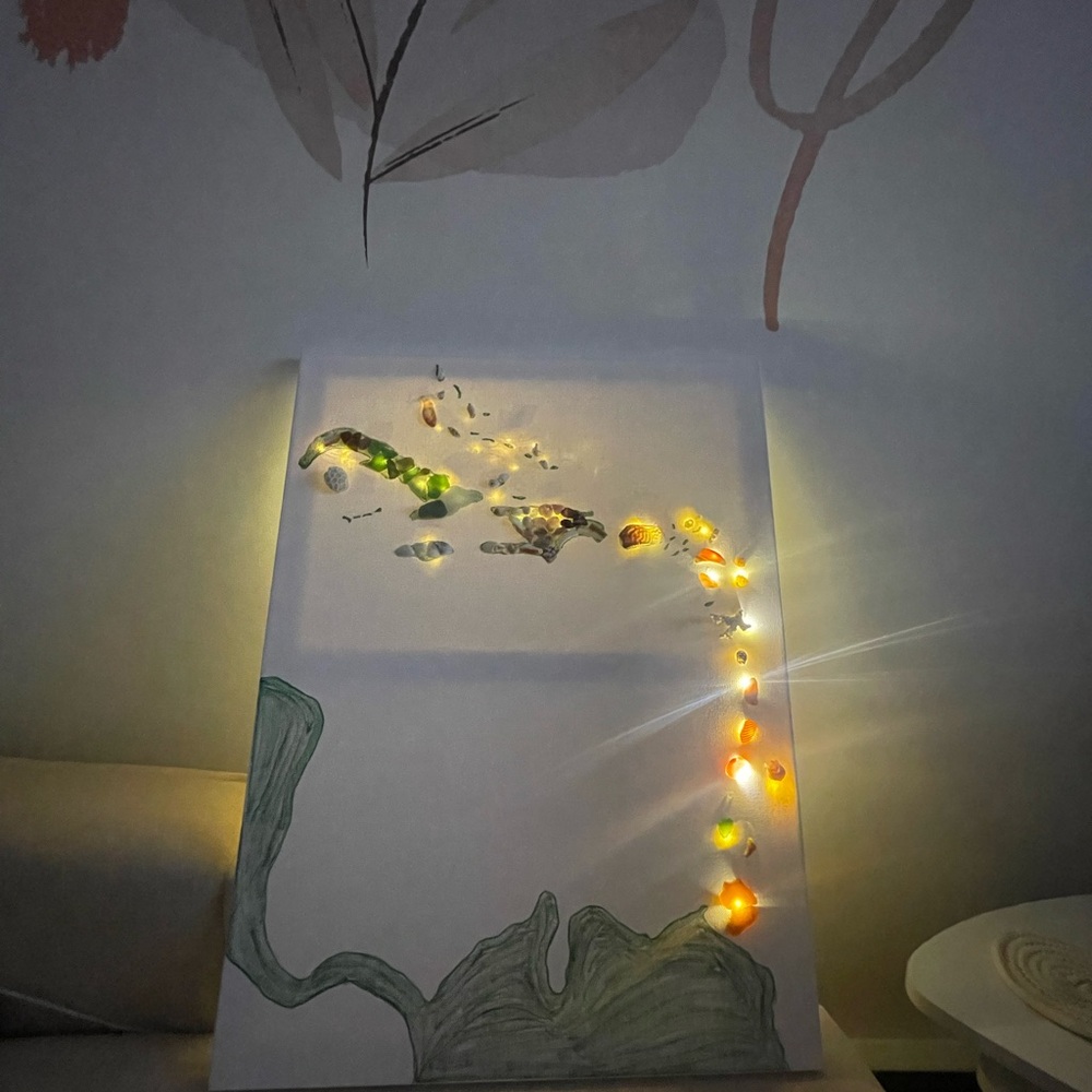 Illuminated Coastal Seashell Canvas
